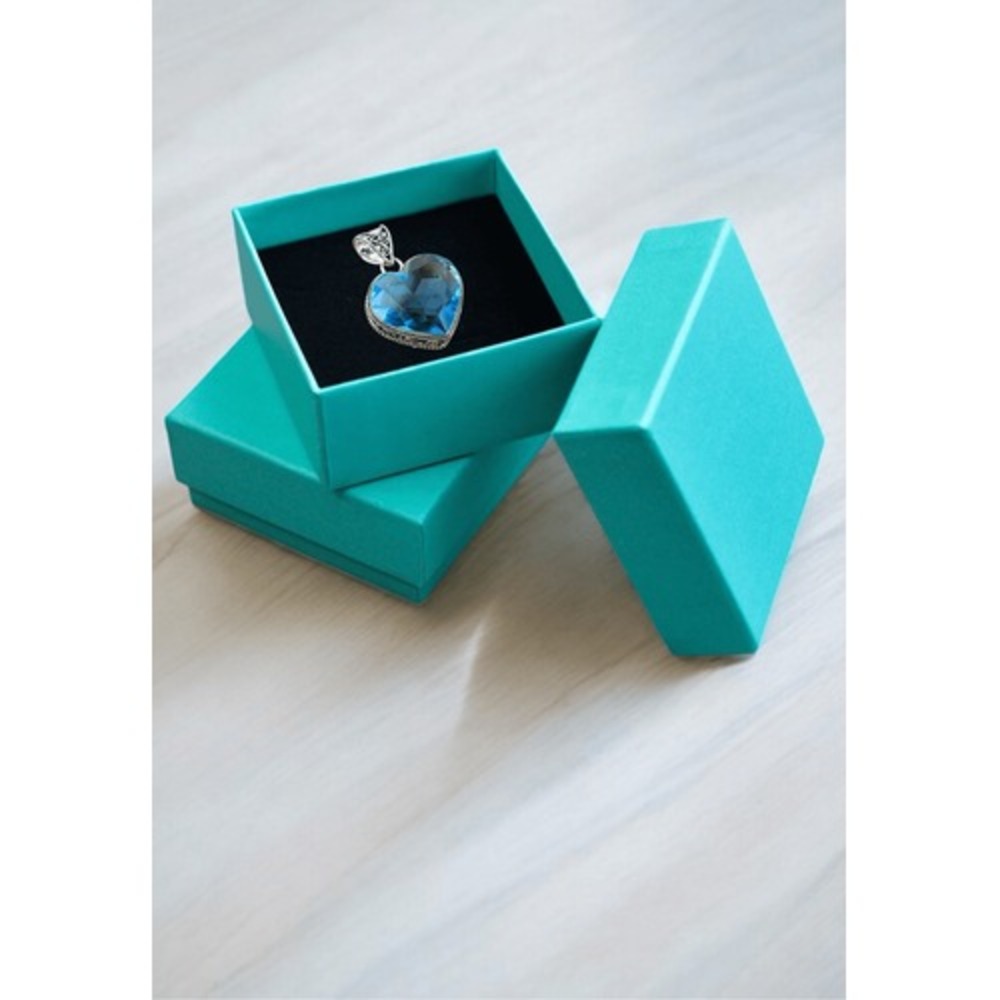 Vintage Blue Topaz Gemstone‎ Geometric Design Heart Pendant Jewelry Wedding 🎁